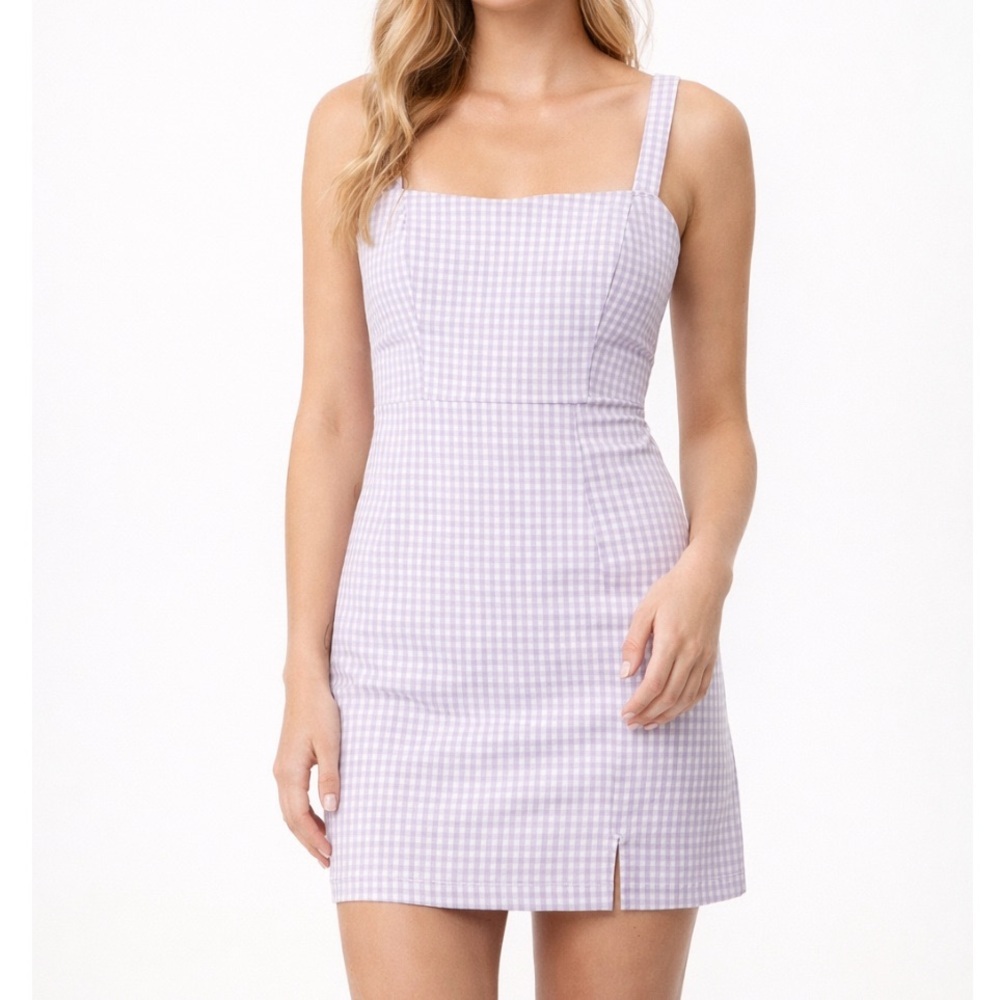 Hollister Lilac Gingham Mini Dress NEW